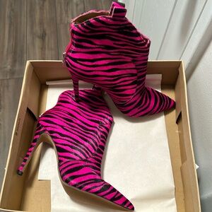 Authentic Zebra Hair stiletto heel booties